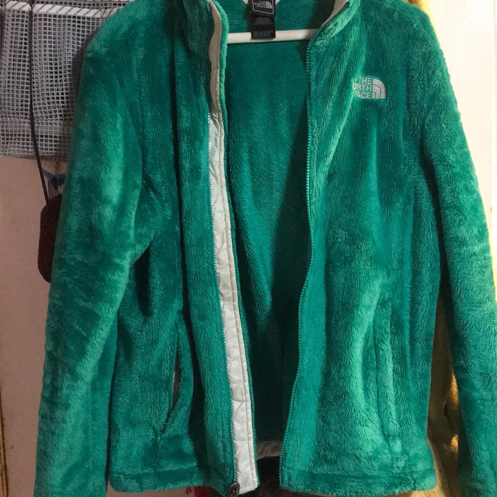 Green fleece north face jacket